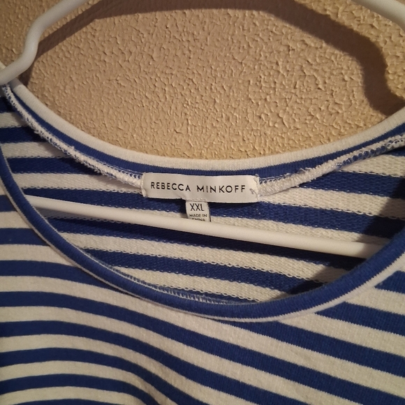 Rebecca Minkoff Talia Cropped Puff Sleeve Cotton Stripe Top XXL - Picture 4 of 6